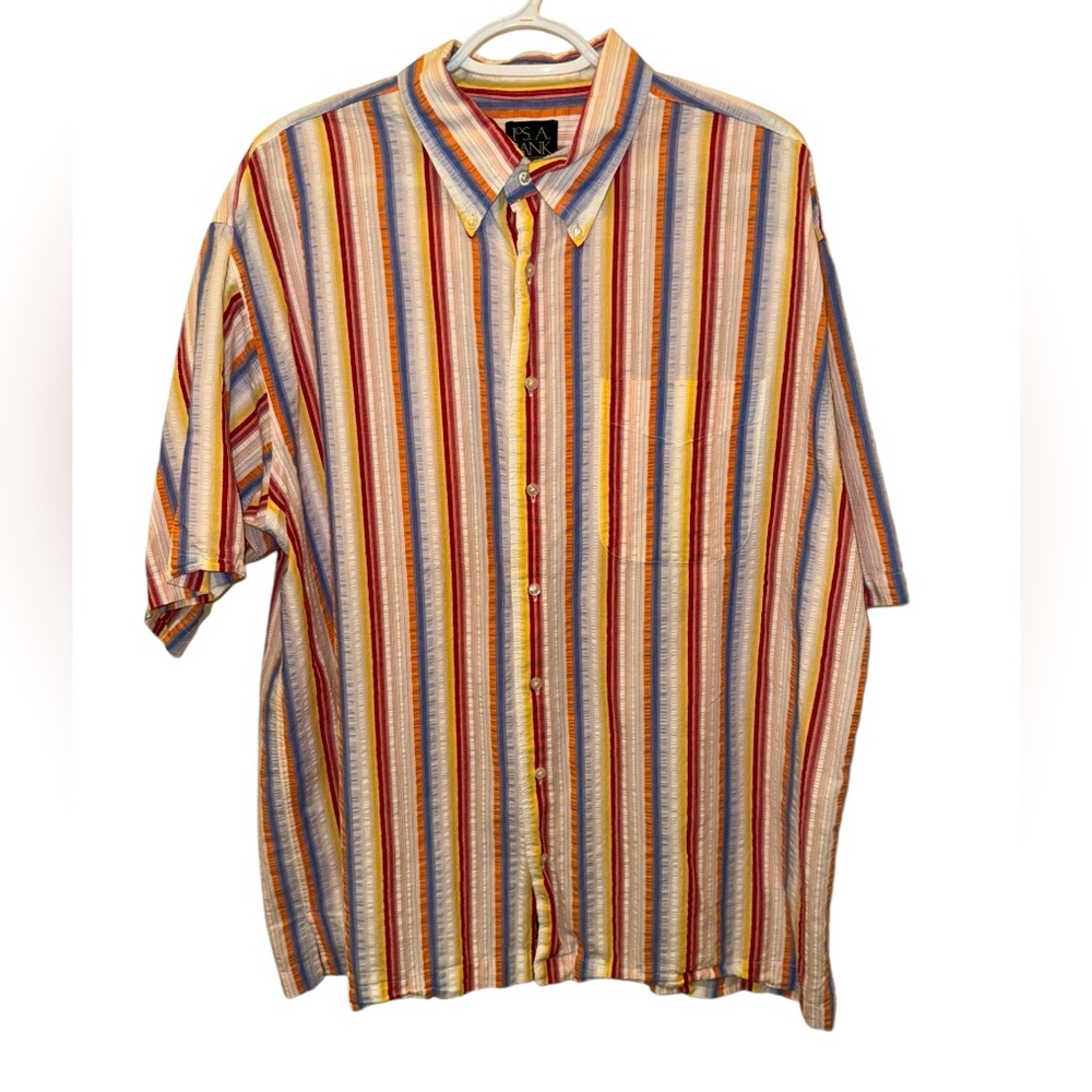 Men’s Jos. A. Bank. White Short Sleeve Collared Button Down Shirt. Size X-Large.